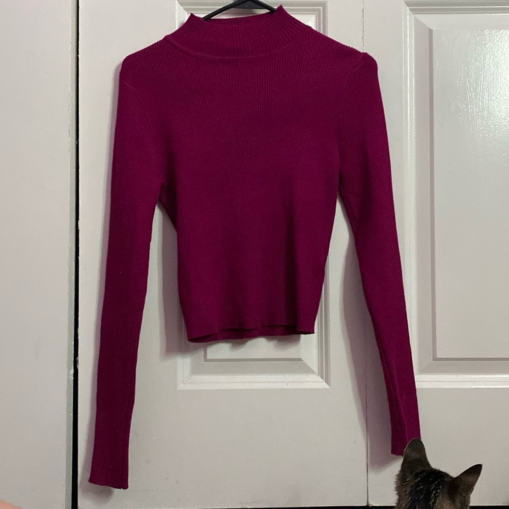 Long sleeve burgundy turtleneck